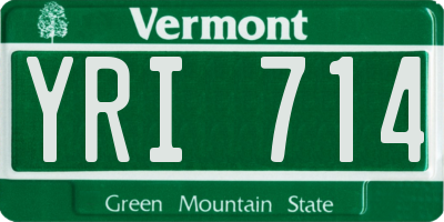 VT license plate YRI714