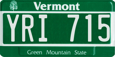 VT license plate YRI715