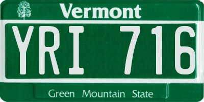 VT license plate YRI716