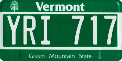 VT license plate YRI717
