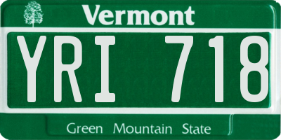 VT license plate YRI718