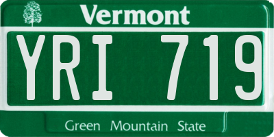 VT license plate YRI719