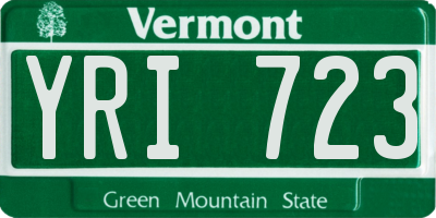 VT license plate YRI723