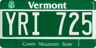 VT license plate YRI725