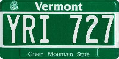 VT license plate YRI727