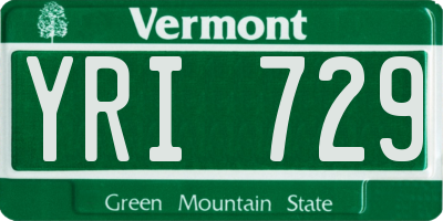 VT license plate YRI729