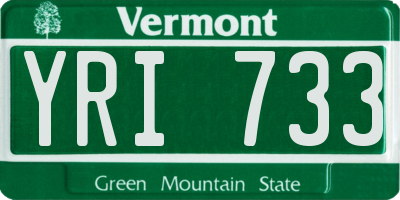 VT license plate YRI733