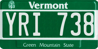 VT license plate YRI738