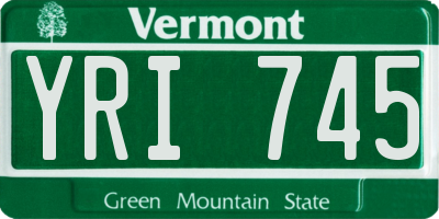 VT license plate YRI745
