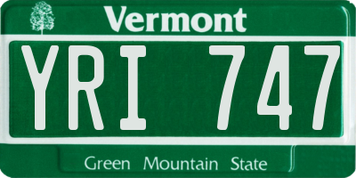 VT license plate YRI747