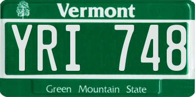 VT license plate YRI748