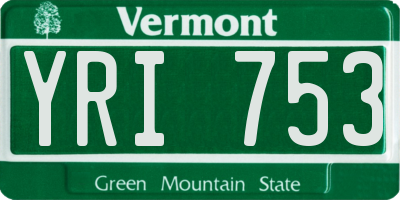 VT license plate YRI753