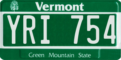 VT license plate YRI754