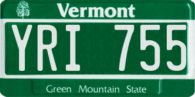 VT license plate YRI755
