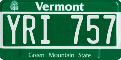 VT license plate YRI757
