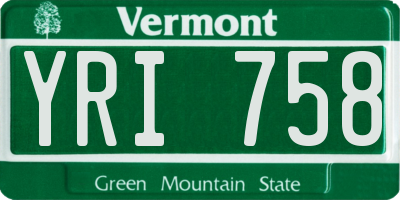 VT license plate YRI758