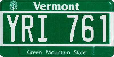 VT license plate YRI761