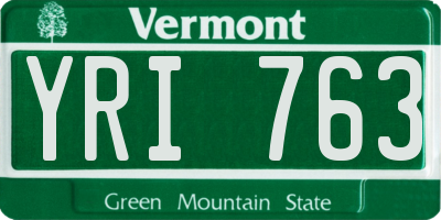 VT license plate YRI763