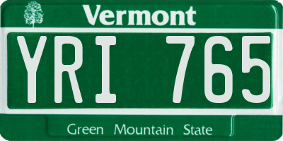 VT license plate YRI765