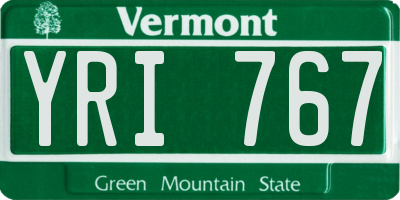 VT license plate YRI767