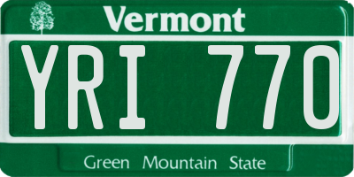 VT license plate YRI770