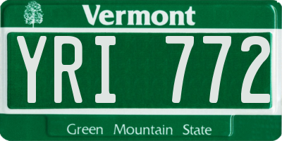 VT license plate YRI772