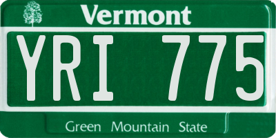 VT license plate YRI775