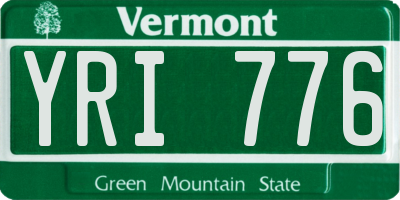VT license plate YRI776