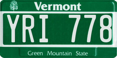 VT license plate YRI778