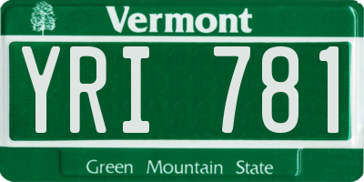 VT license plate YRI781