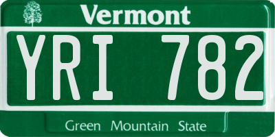 VT license plate YRI782