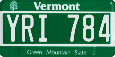 VT license plate YRI784