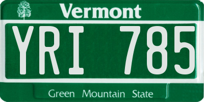 VT license plate YRI785