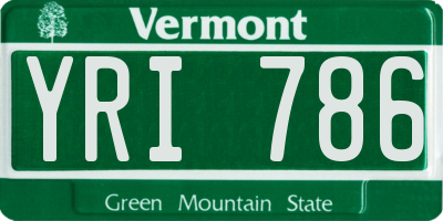 VT license plate YRI786