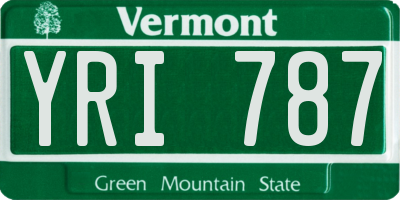 VT license plate YRI787