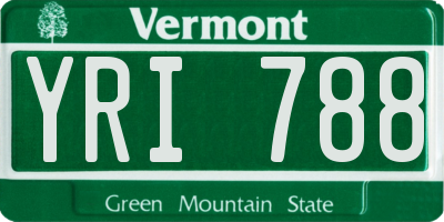 VT license plate YRI788