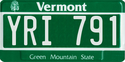 VT license plate YRI791