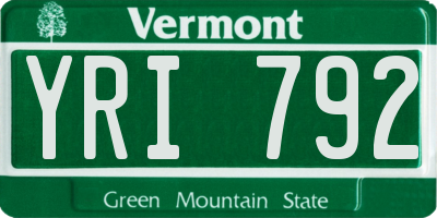 VT license plate YRI792