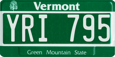 VT license plate YRI795