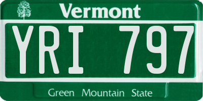 VT license plate YRI797
