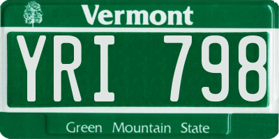 VT license plate YRI798