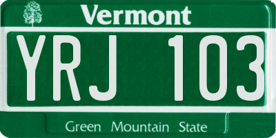 VT license plate YRJ103