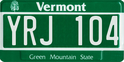 VT license plate YRJ104