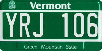 VT license plate YRJ106