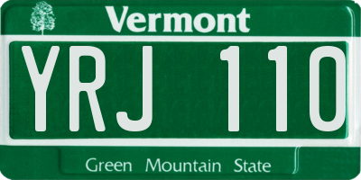 VT license plate YRJ110