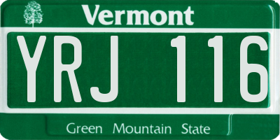 VT license plate YRJ116