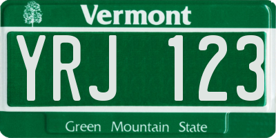 VT license plate YRJ123