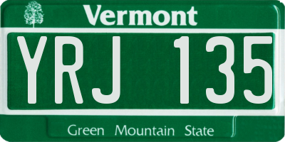 VT license plate YRJ135