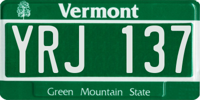 VT license plate YRJ137