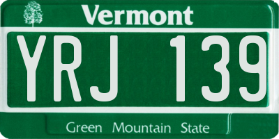 VT license plate YRJ139